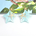 Serie Ocean Hanging Acrílico Sea Star Jewellry para niñas Pendientes de peces estrellas de acero inoxidable